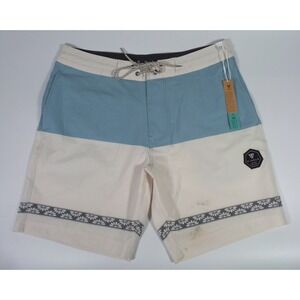 Vissla Shorts Mens Size 32 Beige Boardshorts Drawstring Pockets Stretch Blemish